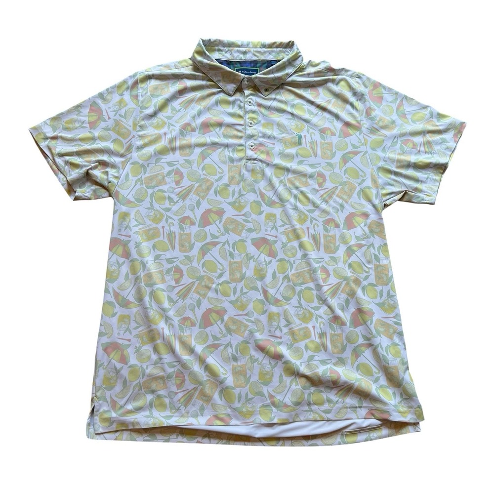 William Murray Golf Polo Mens XL Lemon Cocktail Umbrella Cigarette Performance